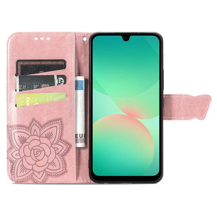 For Samsung Galaxy A26 Butterfly Love Flower Embossed Leather Phone Case