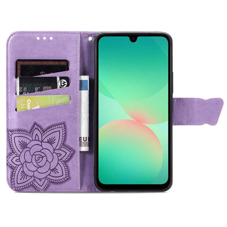 For Samsung Galaxy A26 Butterfly Love Flower Embossed Leather Phone Case