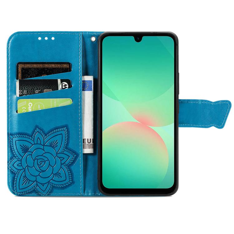 For Samsung Galaxy A26 Butterfly Love Flower Embossed Leather Phone Case