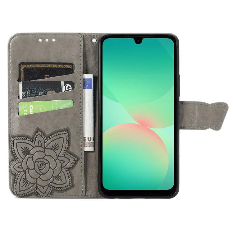 For Samsung Galaxy A26 Butterfly Love Flower Embossed Leather Phone Case