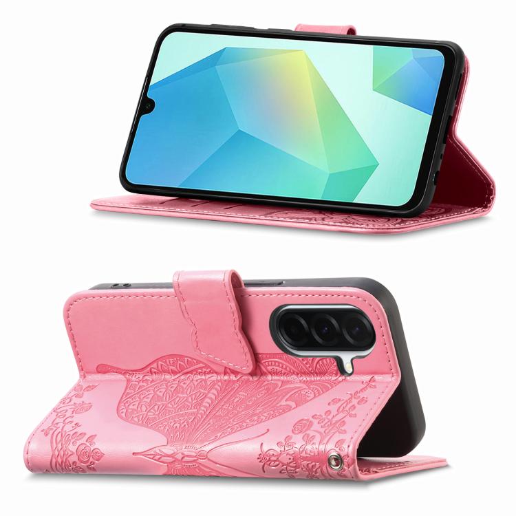 For Samsung Galaxy A57 5G Butterfly Love Flower Embossed Leather Phone Case