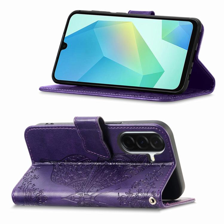 For Samsung Galaxy A57 5G Butterfly Love Flower Embossed Leather Phone Case