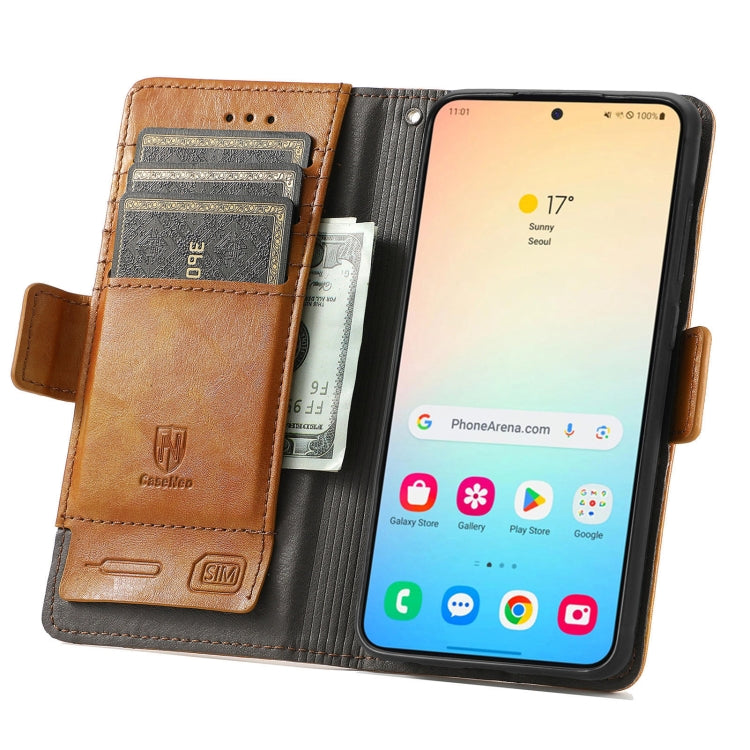For Samsung Galaxy S25+ 5G CaseNeo Splicing Dual Magnetic Buckle Leather Phone Case
