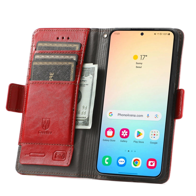 For Samsung Galaxy S25+ 5G CaseNeo Splicing Dual Magnetic Buckle Leather Phone Case