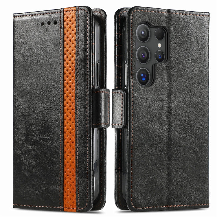 For Samsung Galaxy S25 Ultra 5G CaseNeo Splicing Dual Magnetic Buckle Leather Phone Case