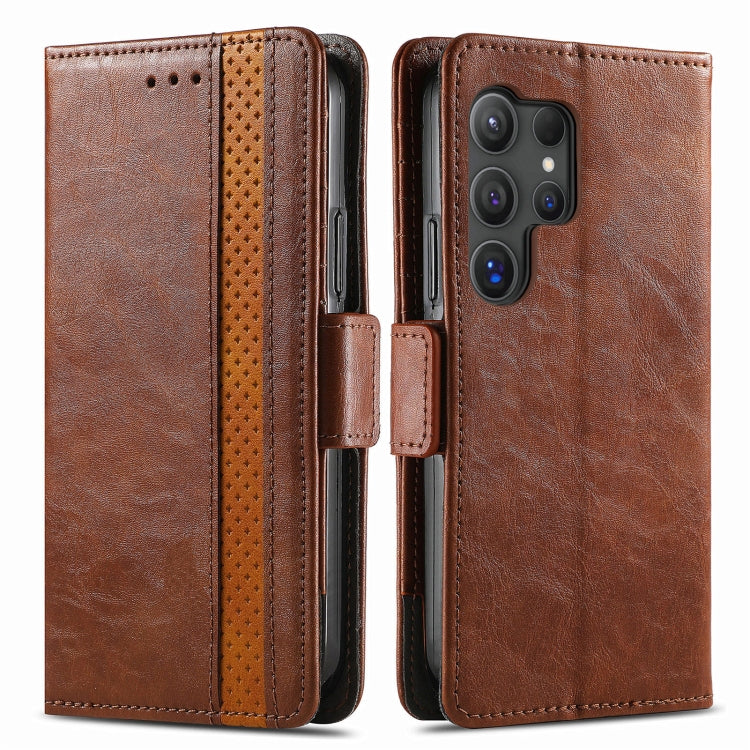 For Samsung Galaxy S25 Ultra 5G CaseNeo Splicing Dual Magnetic Buckle Leather Phone Case