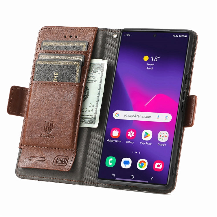 For Samsung Galaxy S25 Ultra 5G CaseNeo Splicing Dual Magnetic Buckle Leather Phone Case