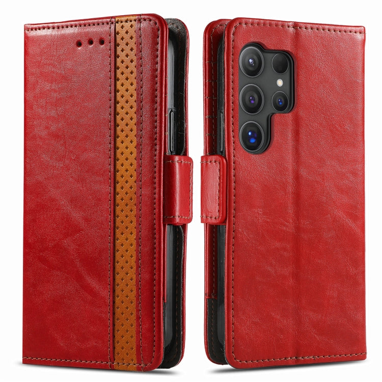 For Samsung Galaxy S25 Ultra 5G CaseNeo Splicing Dual Magnetic Buckle Leather Phone Case