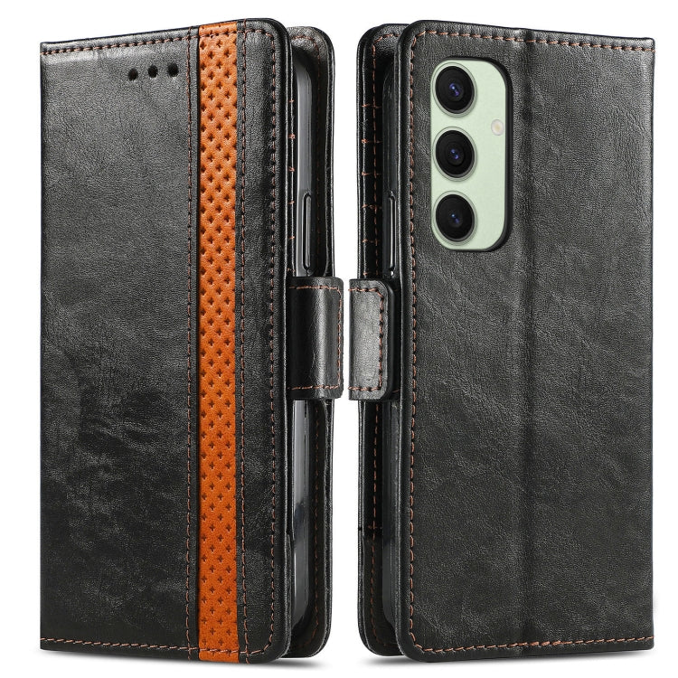 For Samsung Galaxy S24 FE 5G CaseNeo Splicing Dual Magnetic Buckle Leather Phone Case