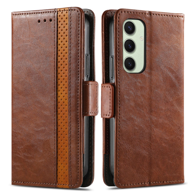 For Samsung Galaxy S24 FE 5G CaseNeo Splicing Dual Magnetic Buckle Leather Phone Case