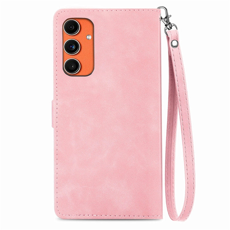 For Samsung Galaxy C55 Embossed Flower Zipper Leather Phone Case