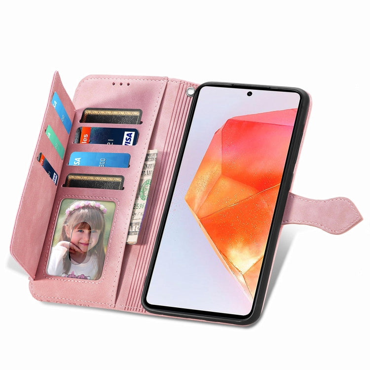 For Samsung Galaxy C55 Embossed Flower Zipper Leather Phone Case