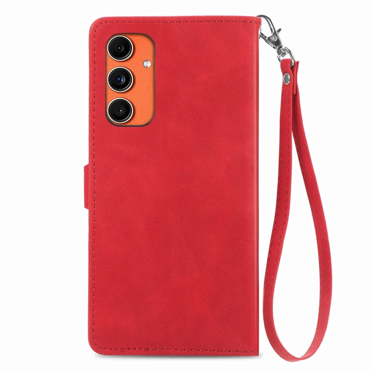 For Samsung Galaxy C55 Embossed Flower Zipper Leather Phone Case