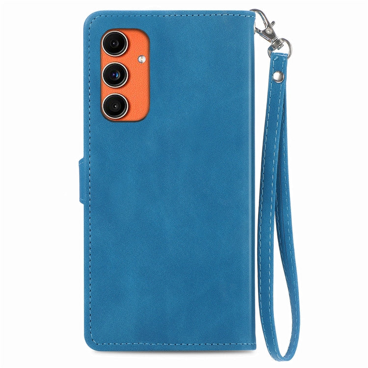 For Samsung Galaxy C55 Embossed Flower Zipper Leather Phone Case