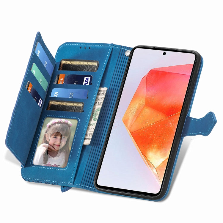 For Samsung Galaxy C55 Embossed Flower Zipper Leather Phone Case