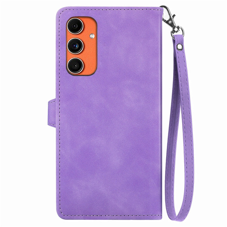 For Samsung Galaxy C55 Embossed Flower Zipper Leather Phone Case