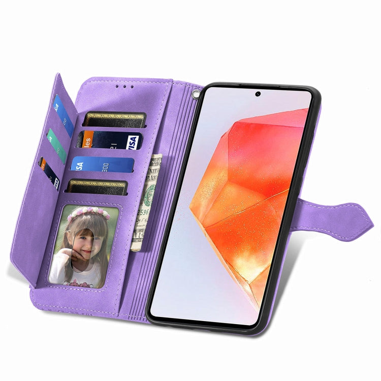 For Samsung Galaxy C55 Embossed Flower Zipper Leather Phone Case