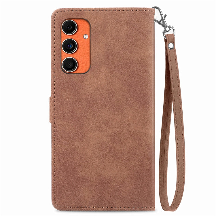 For Samsung Galaxy C55 Embossed Flower Zipper Leather Phone Case