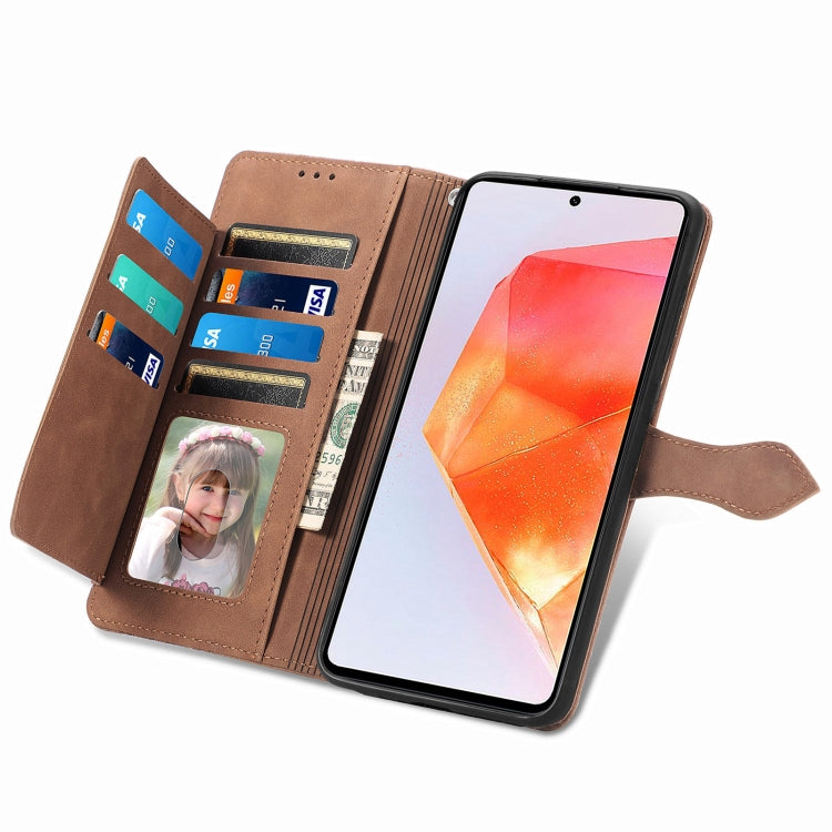 For Samsung Galaxy C55 Embossed Flower Zipper Leather Phone Case