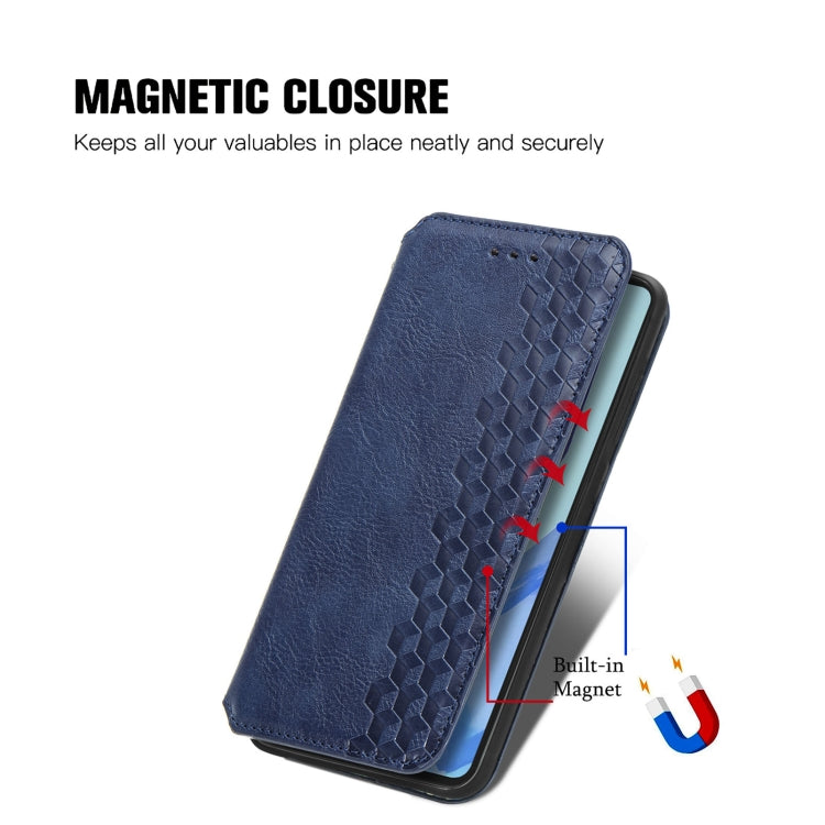 For Samsung Galaxy M55 Cubic Grid Pressed Magnetic Leather Phone Case