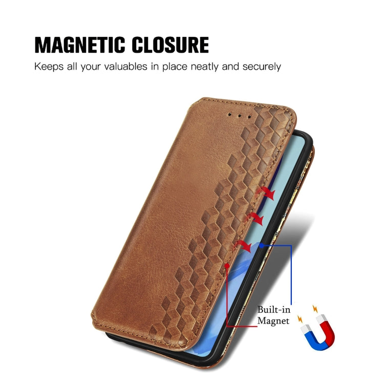 For Samsung Galaxy M55 Cubic Grid Pressed Magnetic Leather Phone Case