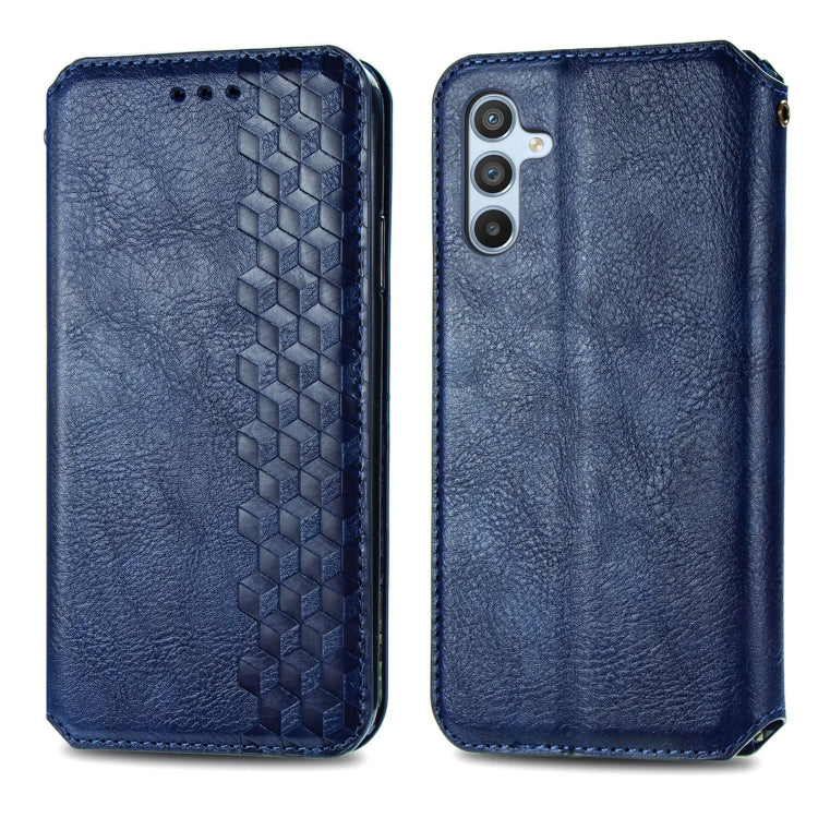 For Samsung Galaxy A36 5G Cubic Grid Pressed Magnetic Leather Phone Case
