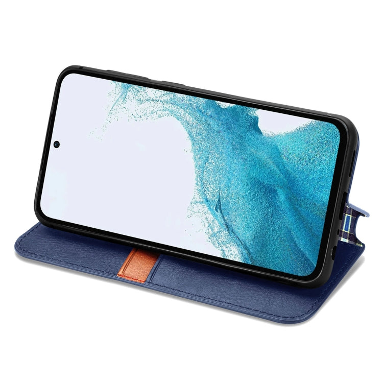 For Samsung Galaxy A36 5G Cubic Grid Pressed Magnetic Leather Phone Case