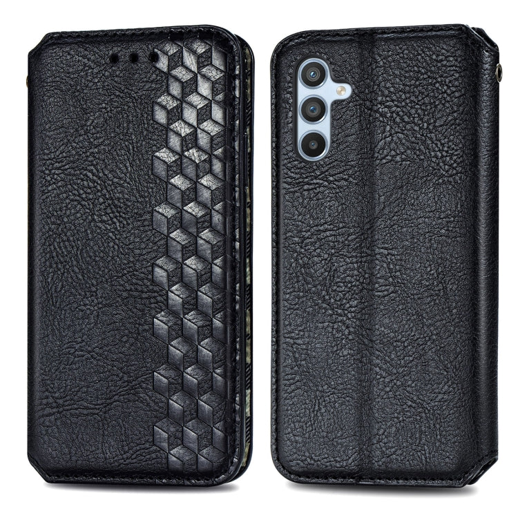 For Samsung Galaxy A36 5G Cubic Grid Pressed Magnetic Leather Phone Case