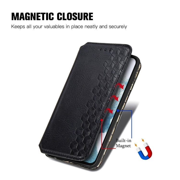 For Samsung Galaxy A36 5G Cubic Grid Pressed Magnetic Leather Phone Case