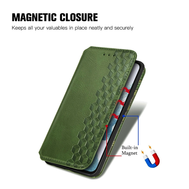 For Samsung Galaxy A36 5G Cubic Grid Pressed Magnetic Leather Phone Case