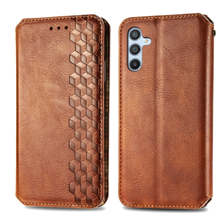 For Samsung Galaxy A36 5G Cubic Grid Pressed Magnetic Leather Phone Case