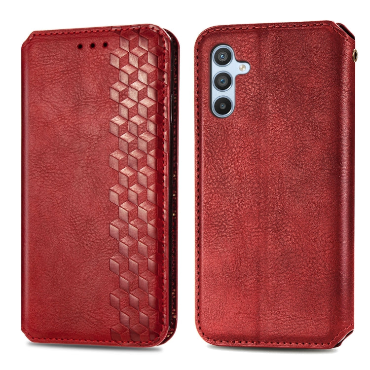For Samsung Galaxy A36 5G Cubic Grid Pressed Magnetic Leather Phone Case
