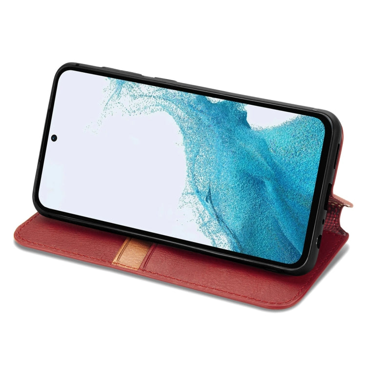 For Samsung Galaxy A36 5G Cubic Grid Pressed Magnetic Leather Phone Case