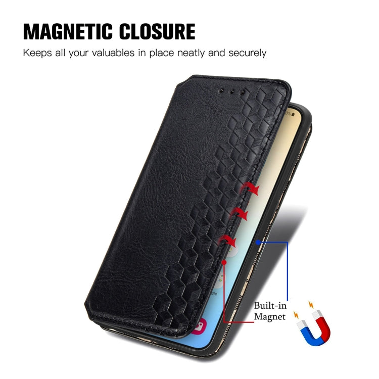 For Samsung Galaxy S25 5G Cubic Grid Pressed Magnetic Leather Phone Case