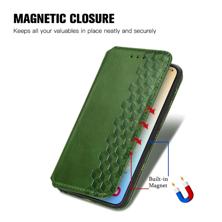 For Samsung Galaxy S25 5G Cubic Grid Pressed Magnetic Leather Phone Case