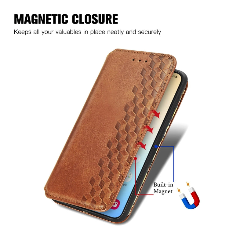 For Samsung Galaxy S25 5G Cubic Grid Pressed Magnetic Leather Phone Case