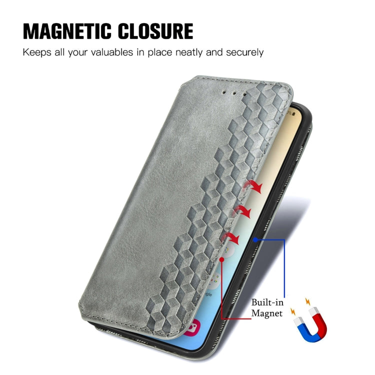 For Samsung Galaxy S25 5G Cubic Grid Pressed Magnetic Leather Phone Case