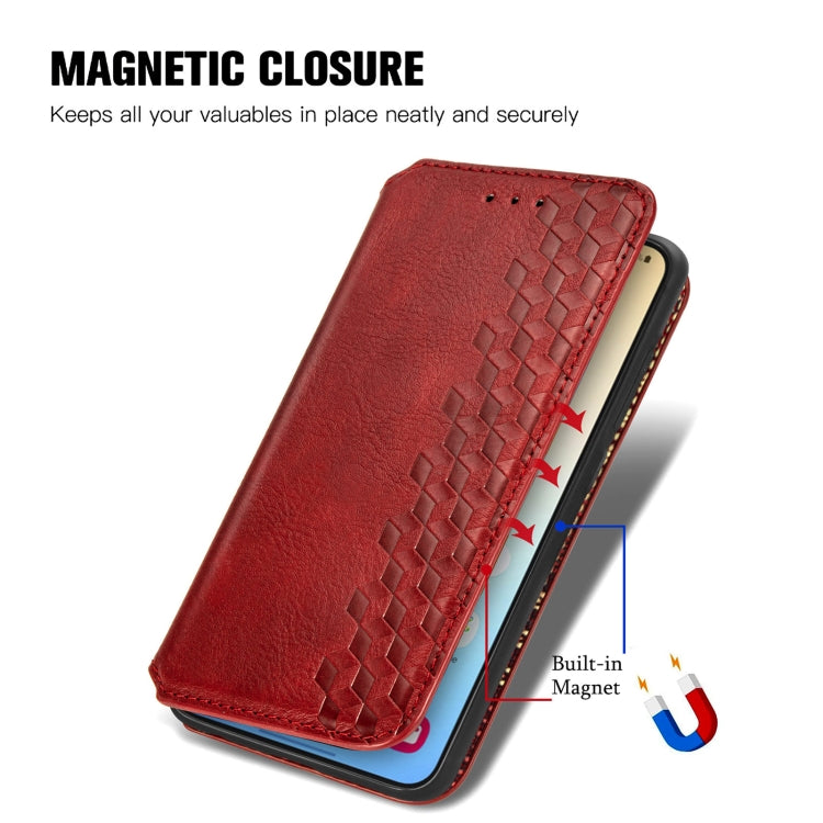 For Samsung Galaxy S25 5G Cubic Grid Pressed Magnetic Leather Phone Case