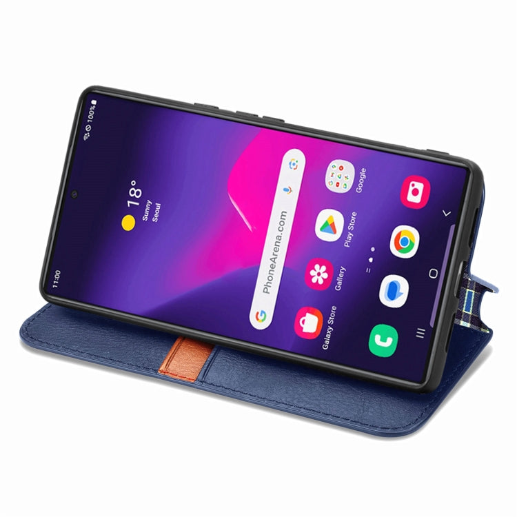 For Samsung Galaxy S25 Ultra 5G Cubic Grid Pressed Magnetic Leather Phone Case