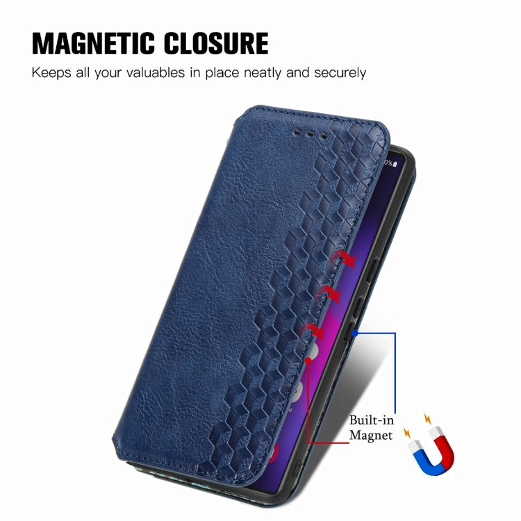 For Samsung Galaxy S25 Ultra 5G Cubic Grid Pressed Magnetic Leather Phone Case
