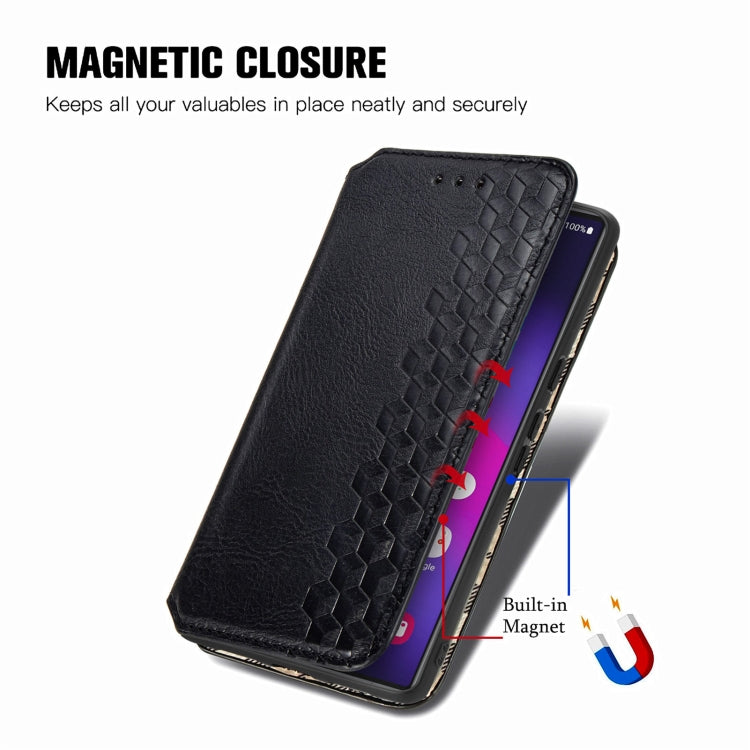 For Samsung Galaxy S25 Ultra 5G Cubic Grid Pressed Magnetic Leather Phone Case