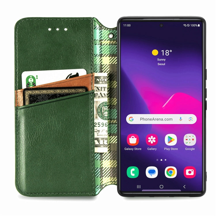 For Samsung Galaxy S25 Ultra 5G Cubic Grid Pressed Magnetic Leather Phone Case