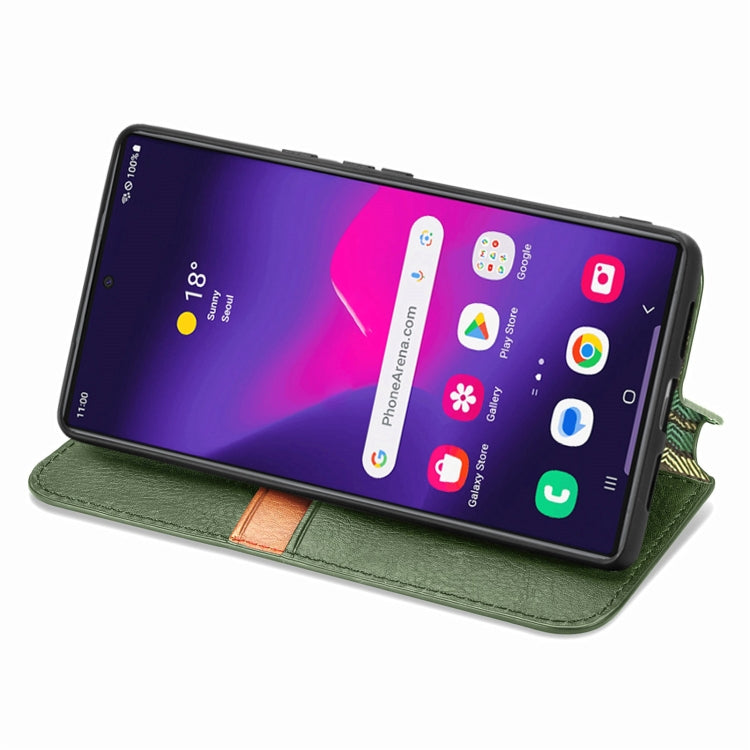 For Samsung Galaxy S25 Ultra 5G Cubic Grid Pressed Magnetic Leather Phone Case