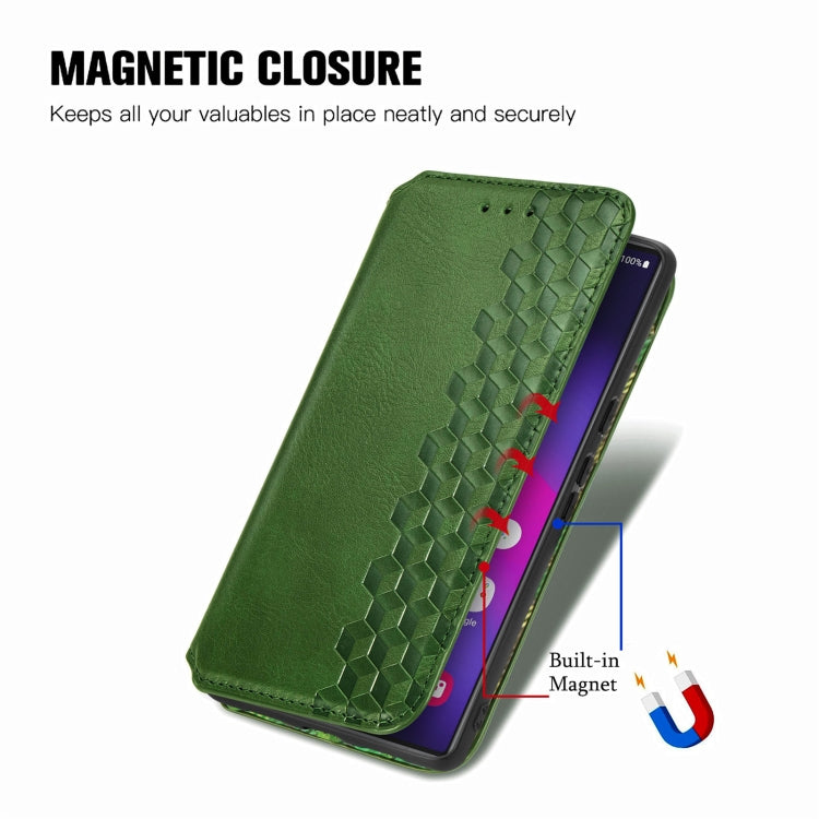 For Samsung Galaxy S25 Ultra 5G Cubic Grid Pressed Magnetic Leather Phone Case