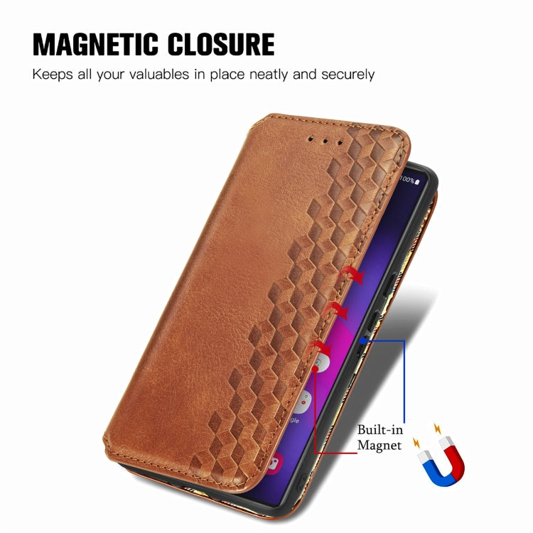 For Samsung Galaxy S25 Ultra 5G Cubic Grid Pressed Magnetic Leather Phone Case
