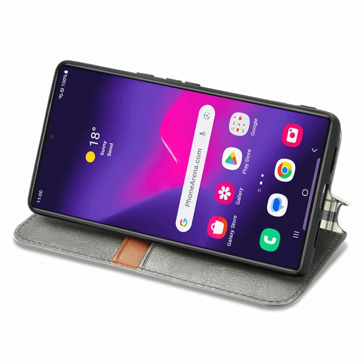 For Samsung Galaxy S25 Ultra 5G Cubic Grid Pressed Magnetic Leather Phone Case