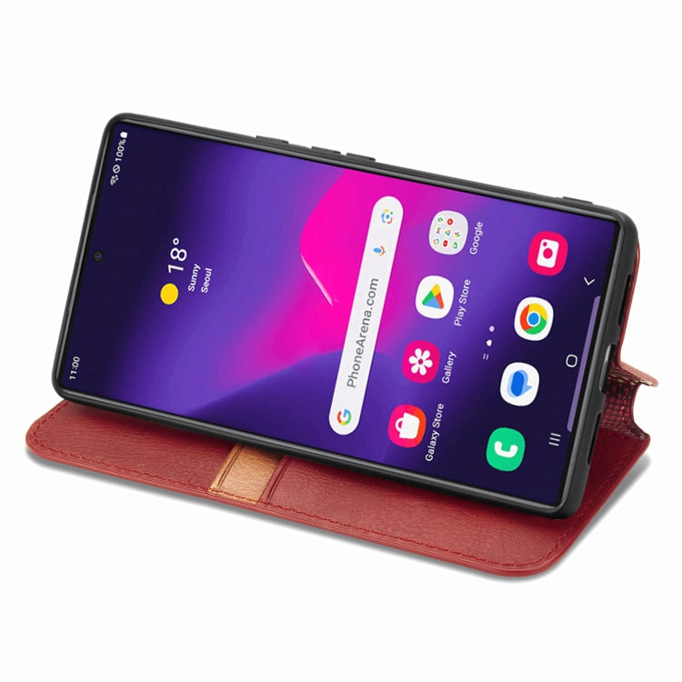 For Samsung Galaxy S25 Ultra 5G Cubic Grid Pressed Magnetic Leather Phone Case