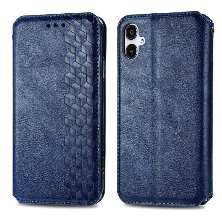 For Samsung Galaxy A25 5G Cubic Grid Pressed Magnetic Leather Phone Case