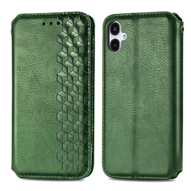 For Samsung Galaxy A25 5G Cubic Grid Pressed Magnetic Leather Phone Case