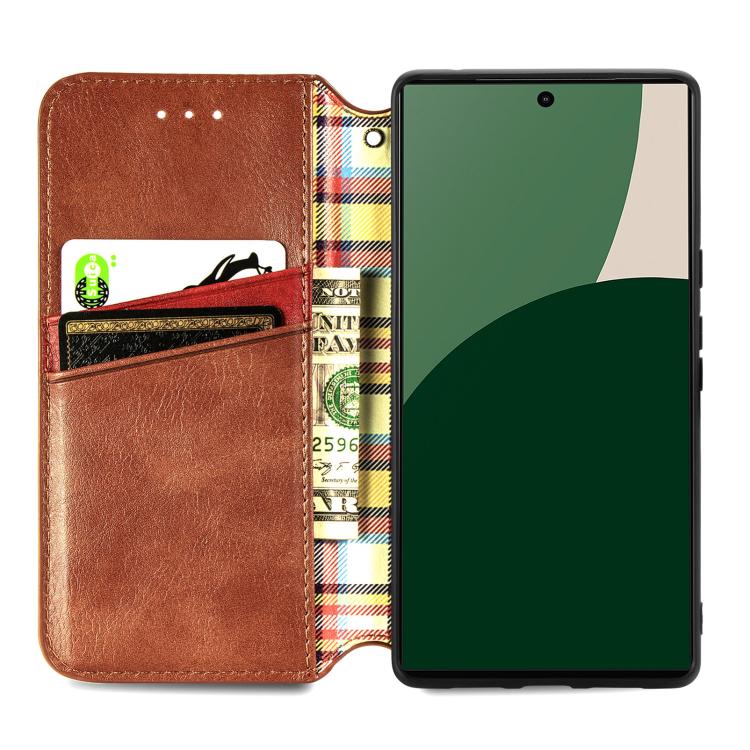 For Samsung Galaxy A25 5G Cubic Grid Pressed Magnetic Leather Phone Case